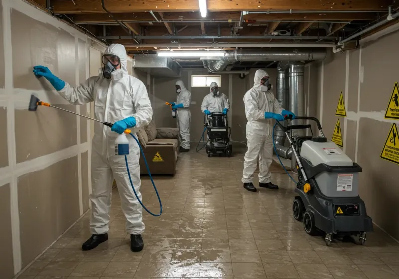 Basement Moisture Removal and Structural Drying process in Maury, NC